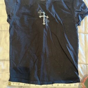 Stylish Black w/ Cross Crop Top